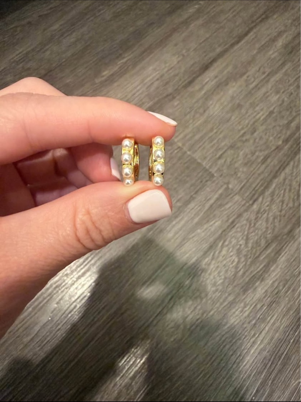 Gold Pearl Accent Mini Hoop Earrings
